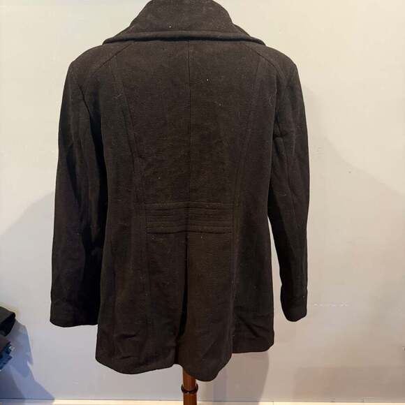 London Fog Women's Black Double Breasted Wool Blend Peacoat - Picture 2 of 4